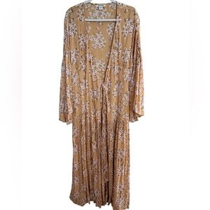 Billabong Floral Long Sleeve Dress in Mustard